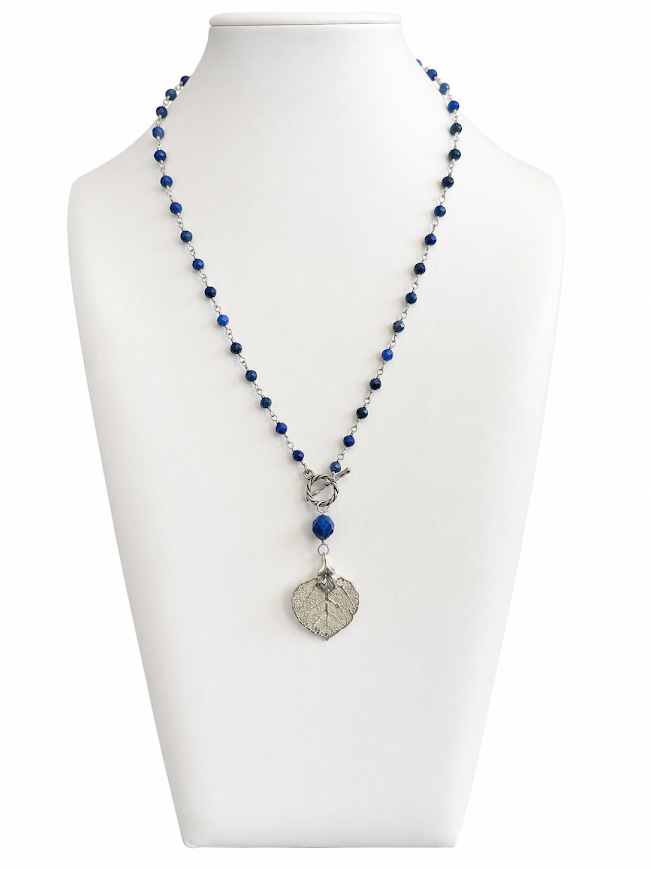 Lapis Lazuli & Sterling Silver Aspen Leaf Necklace